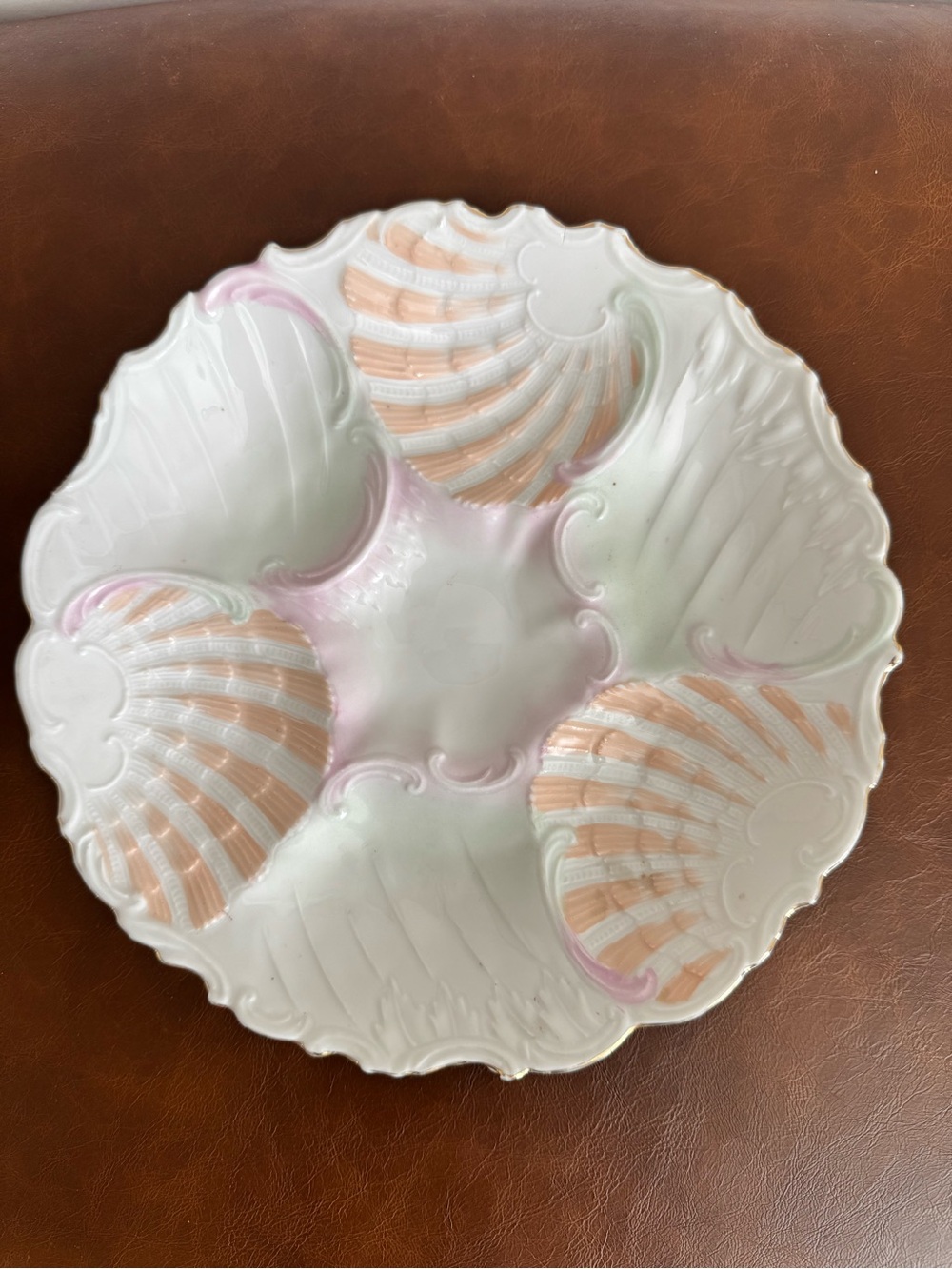 Vintage Oyster Plate Pastel Shell Design